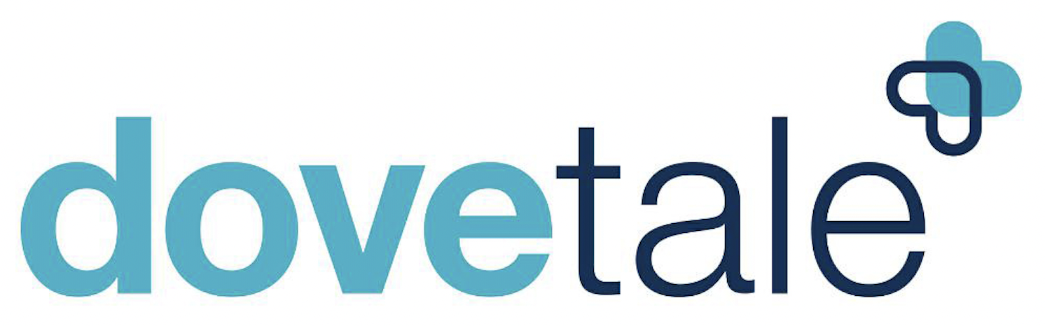 The Dovetale logo, with the name appearing in lower case letters followed by two overlapping hearts that form a medical cross. 
